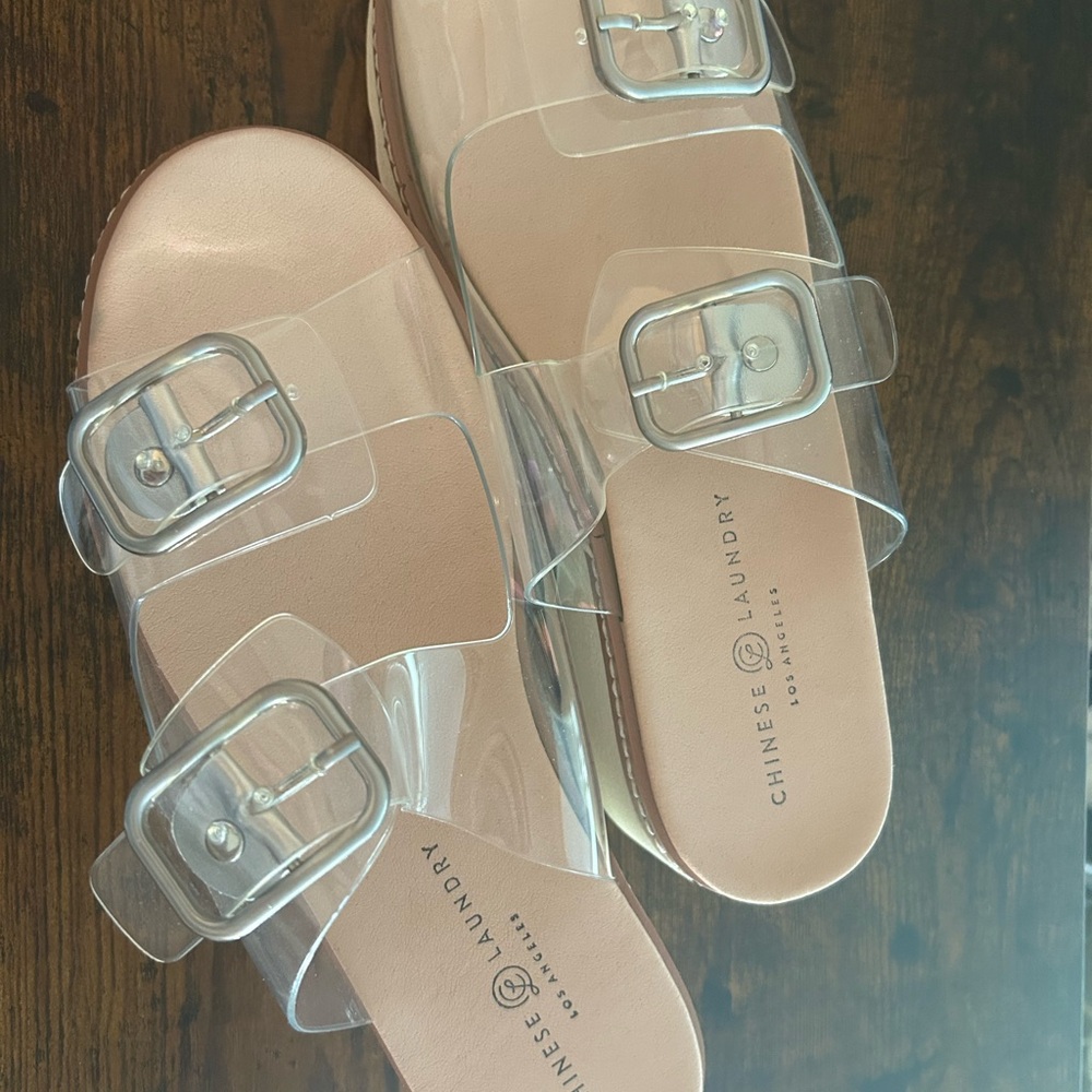 Chinese Laundry Transparent Buckle Sandals